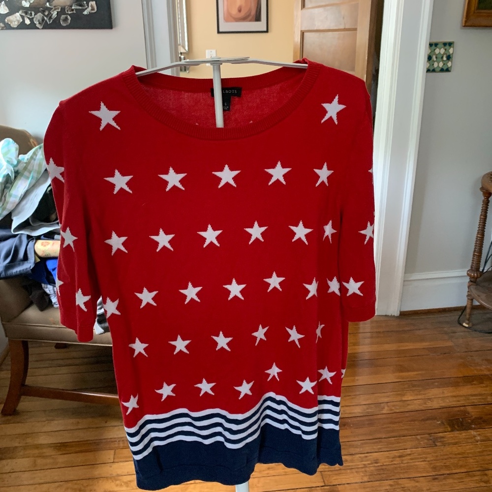 Talbots yay America short sleeve sweater.‎ Worn 1x. Retail 99.50